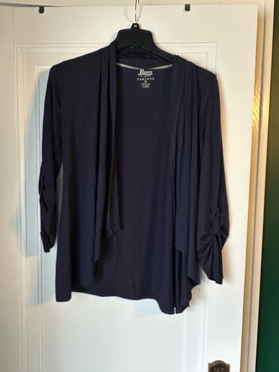 Bass Sweaters - Bass Weekend navy blue open-front cardigan with long sleeves M